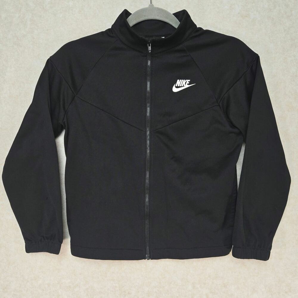 Nike Dri-FIT Black Full Zip Track Jacket women's Medium White Swoosh Athletic